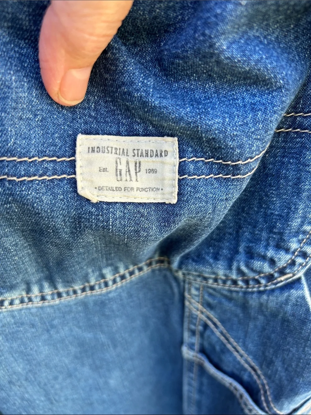 Vintage 1999 GAP Denim Overalls Large | 90s Cotton Bib Carpenter Utility Jeans - Picture 7 of 14